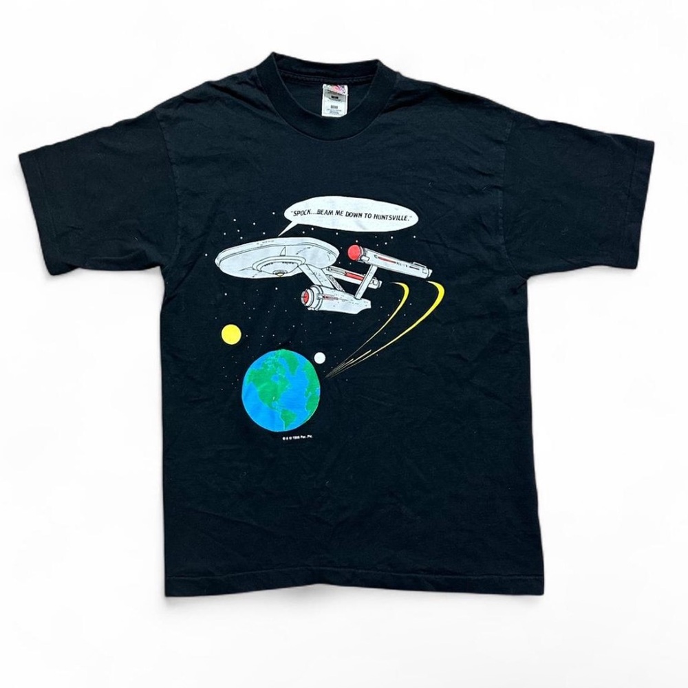 Vtg Single Stitch Huntsville Space Graphic T-shirt Star Trek Made In USA Sz L